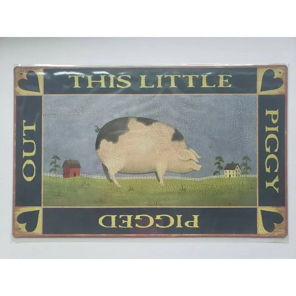 This Little Piggy Pigged Out Ohio Wholesale 16x10 Rustic Retro Metal Signs 28922